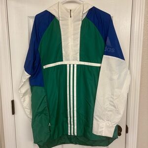 Adidas Tri-Color Windbreaker in Green, Blue, and White